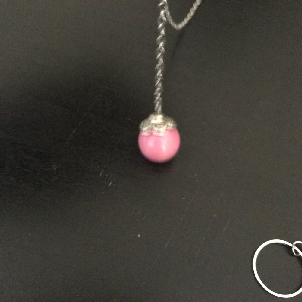 🎉HP🎉 Handmade Lariat Necklace - Pink/Silver - Picture 4 of 4